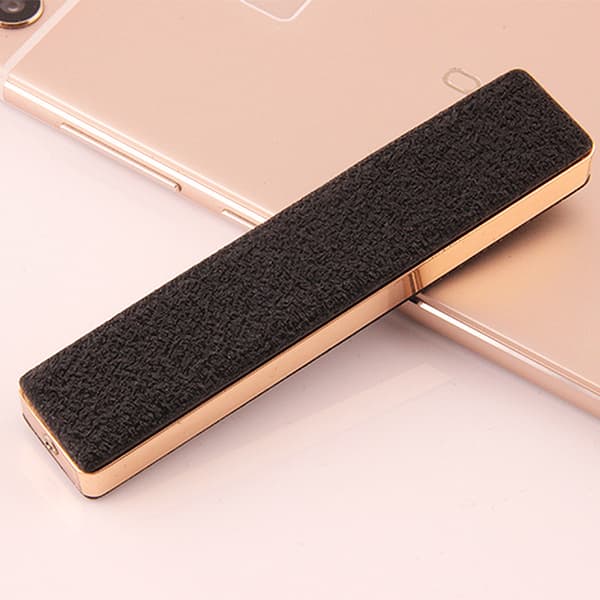 Electric Lighter USB Rechargeable Flameless Windproof Thin Design with USB Cable Matte Black