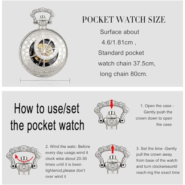 Mechanical Pocket Watch Unisex Hand-Wind 12 Constellations Skeleton Pocket Watch with Chain (Steel)