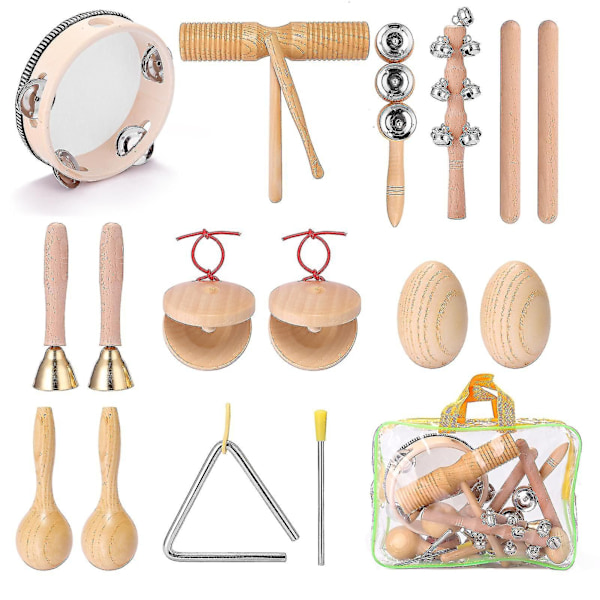11-delad Handpercussioninstrumentuppsättning för barn, bärbar, mångfärgad, musikutbildning för barn
