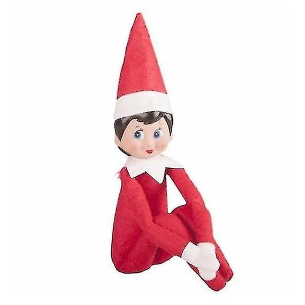 Christmas Novelty Plush Doll Toy Elf Boy Girl Figurines On Christmas Gift Stand