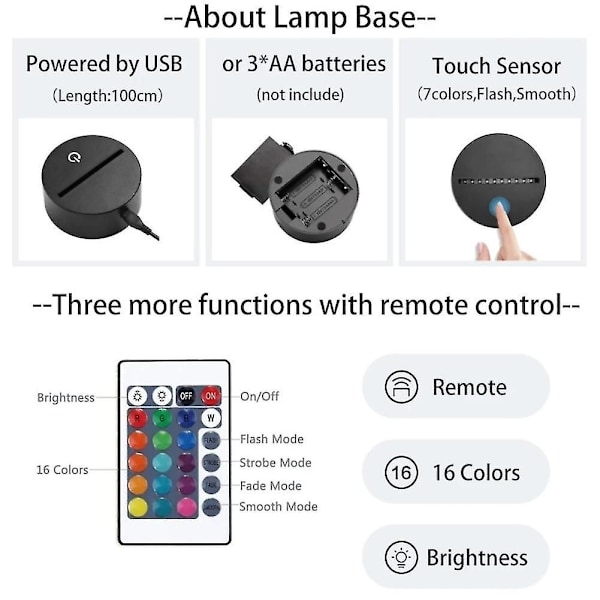 3D LED-illusion Fotboll Nattlampa Fjärrkontroll Touchkontroll Bordlampa Barnpresent color01