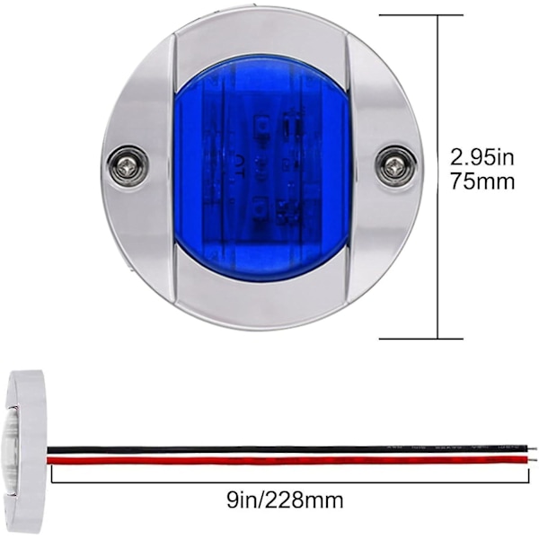 4-pack LED-båtljus 12V runda marina lampor LED akterspegel monteringsljus för båtdäck (blå)