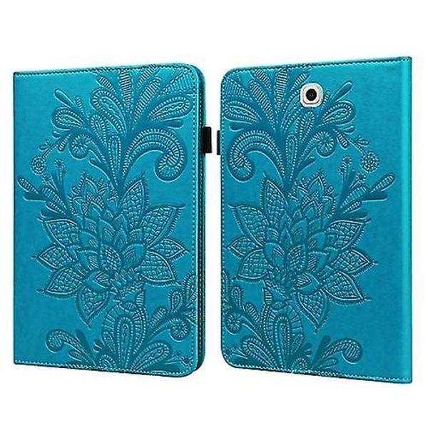 For Samsung Galaxy Tab S2 9.7 T810/t815 Blonde Blomsterpregemønster Horisontal Flip-lærveske med holder og kortspor og lommebok og fotoramme Blue