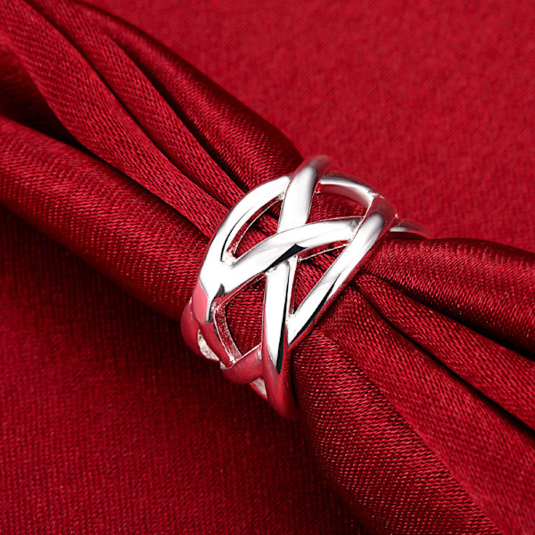 925 Sterling Hopea Punainen Punos Sormus Naisille Muoti Korut Korut Lahja 6-9 9#
