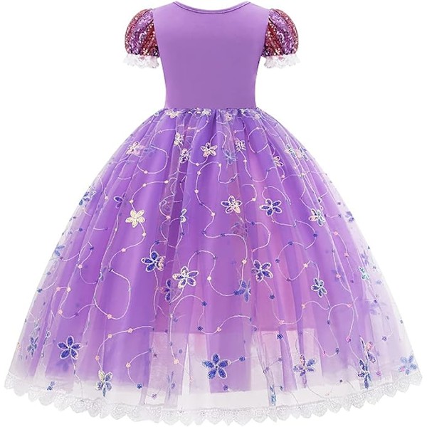 Tyttö Prinsessa Rapunzel -mekko Tyttö Prinsessa -asu Asusteilla Prinsessa Mekko Tulle Maxi Syntymäpäiväjuhlat Cosplay 130cm