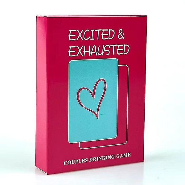 Engelsk versjon av Excited & Exhausted Couple Lover Drinking English Board Game Card