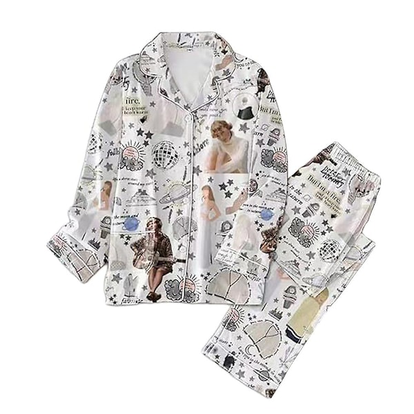 Taylor Swift The Eras Tour Julepyjamas for Kvinner - Sett med 1989 Skjorte og Bukser - Pyjamassett - Knappeskjortestil - Loungewear - Stil 6 style 6 2XL