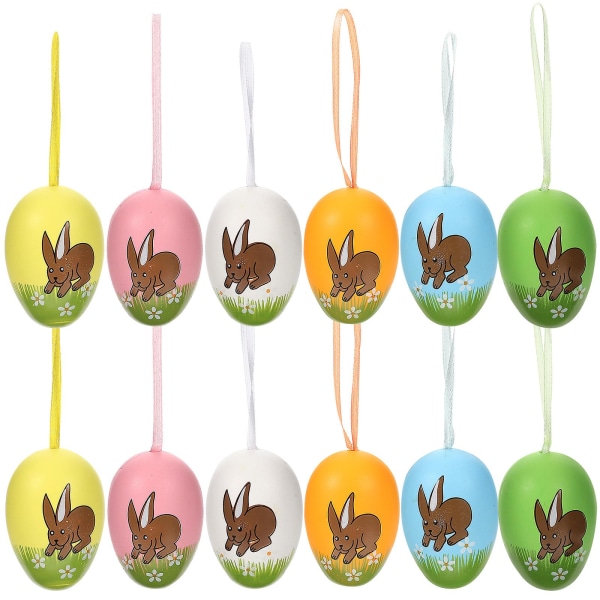 12 stk påske hengende egg Multi-farge egg anheng Easter Party Tree Ornamenter