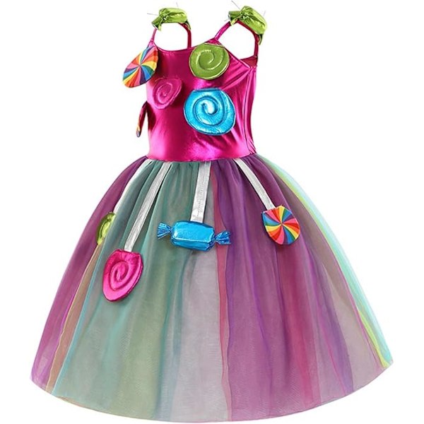 Lasten Make-up-asusetti tytöille Halloween-juhliin, sateenkaariprinsessan tutu-mekko ja hiuspanta 4-5years