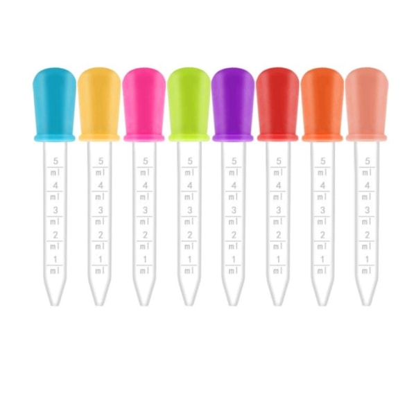 Flydende dråber, 8 stk silikone plastpipetter dråber med pærespids til børn børn (tilfældig farve)