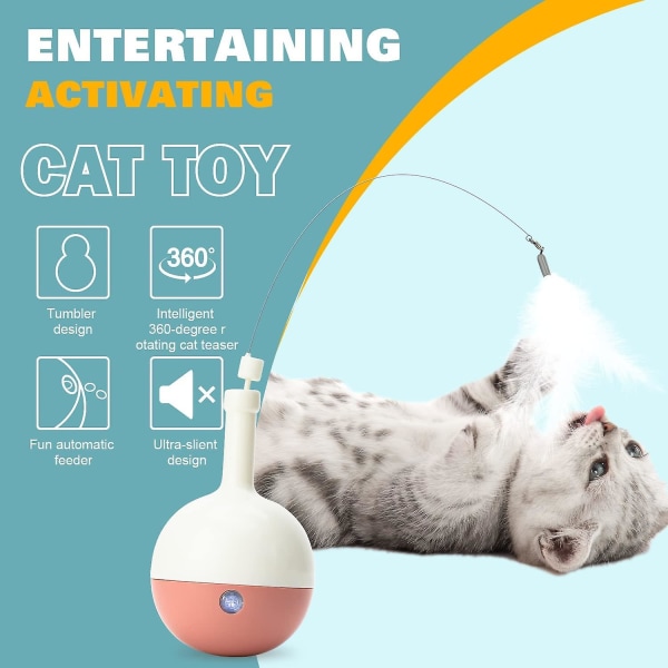 Tumbler katteleke, elektrisk 360 roterbar kattefjærleke, Intelligence interaktiv katteleke, batteridrevet Gray
