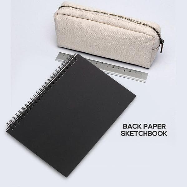 5 stk. A5 Sort Spiral Notesbog Blank Ulinjeret 50 Ark 100 Uforede Sider Black