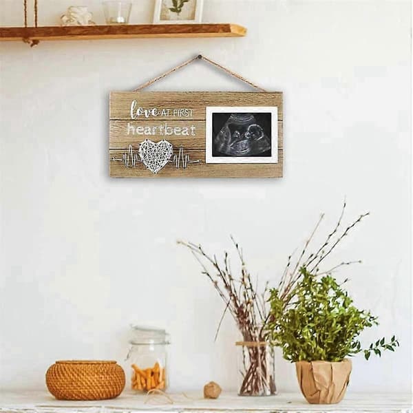 Babyscanningsfotoramme til mor og far, træ 4x6 tommer