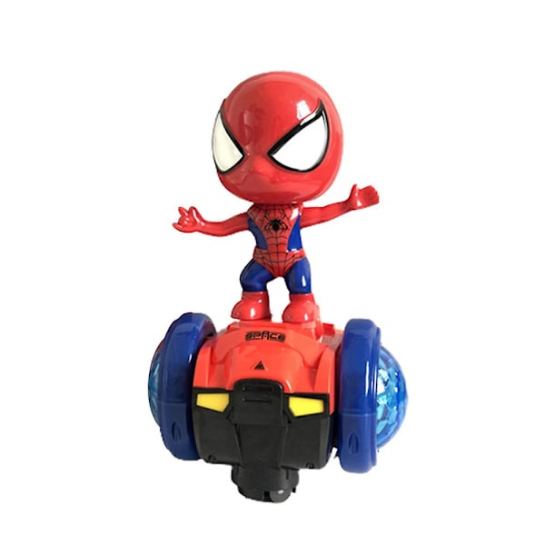 Superhjälte 360 Graders Rotationsrobot Leksak Spiderman Actionfigurer Elektrisk Bil & Dock Interaktiv Belysning & Ljudleksaker Pojkar Flickor Present