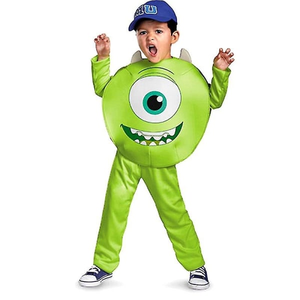 Sjov Mike Wazowski Halloween Purim Kostume Børnejumpsuit Monster University 3stk 1sæt M