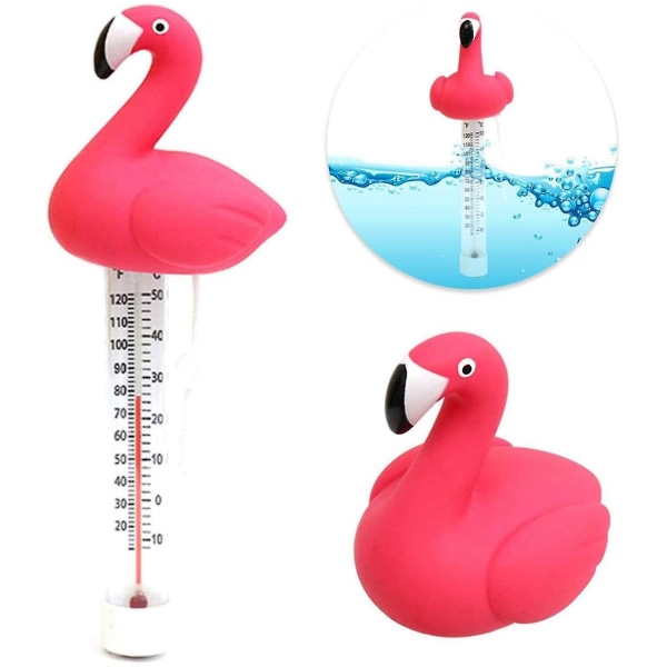 Flytende bassengtermometer Svømmebassengtermometer Flytende Flamingo-vanntermometer, for alle utendørs- og innendørsbassenger Spas Jacuzz(rød)1stk