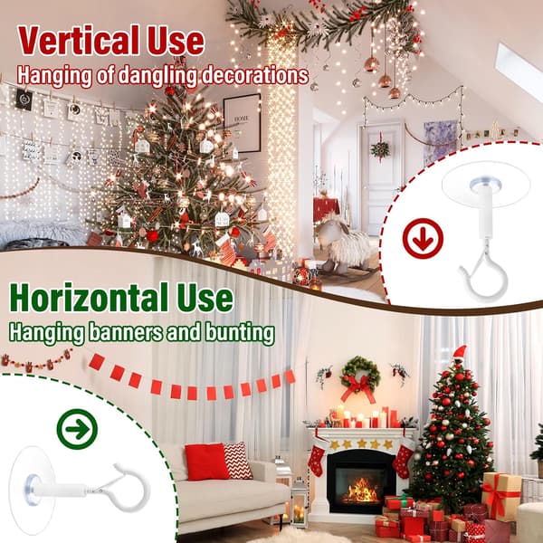 Self-adhesive ceiling hooks, no nails needed; suitable for hanging lamps, lanterns, etc.; pack of 4.
