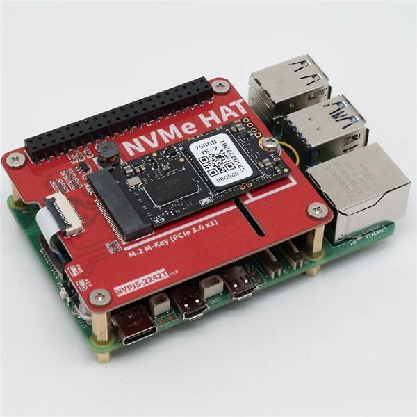 NVPI5 2242T M.2 NVMe HAT SSD 2280 PIP PCIe Peripheral Board for 5 Extension Adapter Board Red