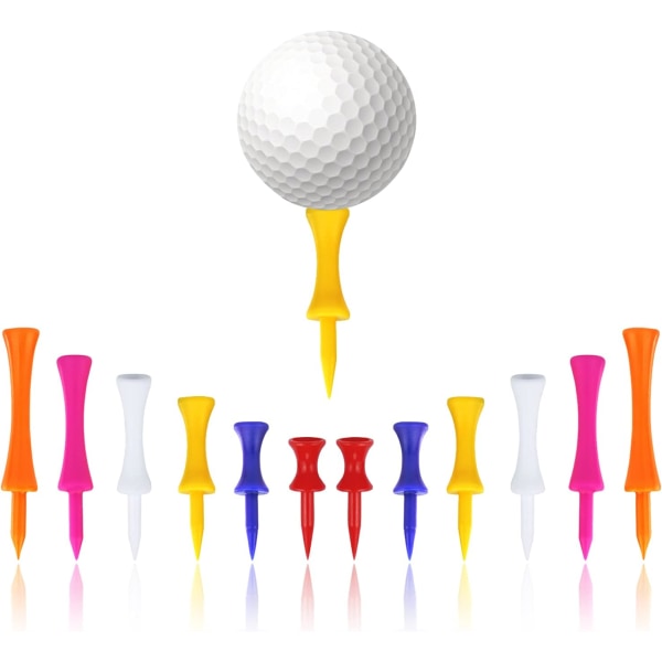 Castle Golf T-paidat muovia, 60 kpl erikorkuisia golfpaitoja, useita eri värejä sekakokoisia (31mm, 37mm, 43mm, 51mm, 57mm, 70mm)
