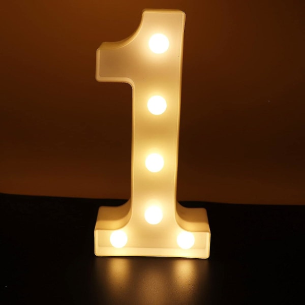 Større LED lys op numre 1 bogstaver, dekorative tal lys tegn til nat lys Bryllupsfest Dekoration Fødselsdag Jul Hjem Bar Dekoration Numbe
