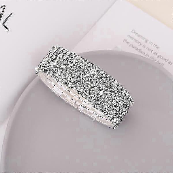 Rhinestone-innlagt elastisk armbånd - Flerlags glitrende design 3 Layer