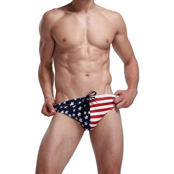 Mænd Amerikansk Flag Undertøj USA Amerikansk Flag Briefs Strækbare Briefs Åndbar Sommer Sports Brief til Mand Mandlig Rød Hvid Blå Print Badetøj S