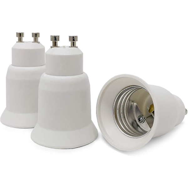 3-pack lampbasadapter vit Gu10 till E27 sockeladapter för lågenergi halogen LED-lampor