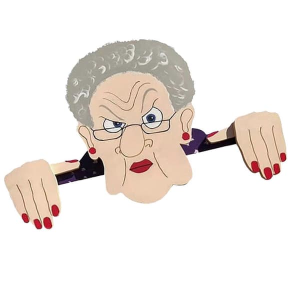 1 stk. utendørs gjerdedekorasjon Nysgjerrig bestemor eldre dame utendørs hage gårdsplasspynt