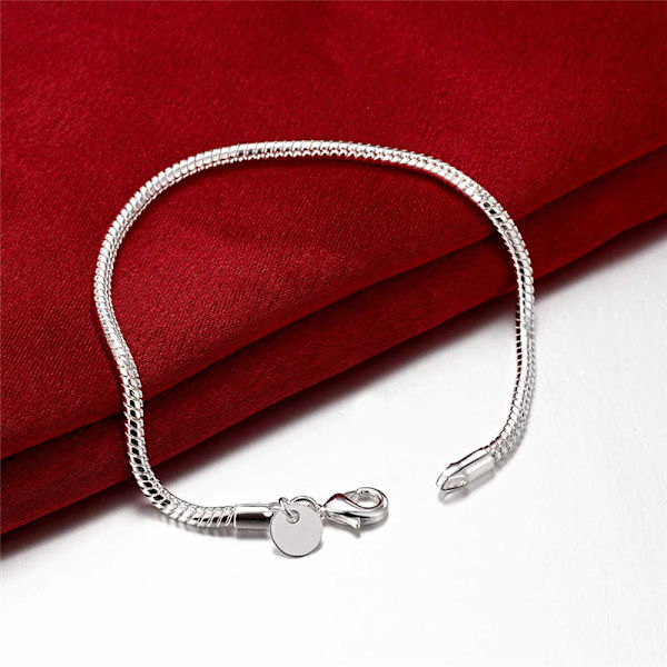 925 Sterlinghopea Korut 3mm Käärmeketju Rannekoru Miehille Naisille Muotikorut Silver 20CM