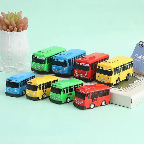 4 st Tayo The Little Bus Tecknad Pull Back Bil Leksaksset Barn Pedagogisk Present Multicolor S(4pcs)