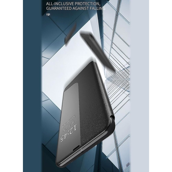 For Huawei P20 sideskjerm Støtsikker horisontal flip skinntelefonveske Dark Blue