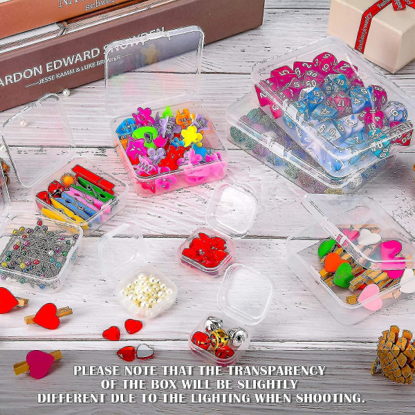 24 pakker små klare plastikperler opbevaringsbeholdere Æske med hængslet låg til opbevaring af småting, håndværk, smykker, hardware