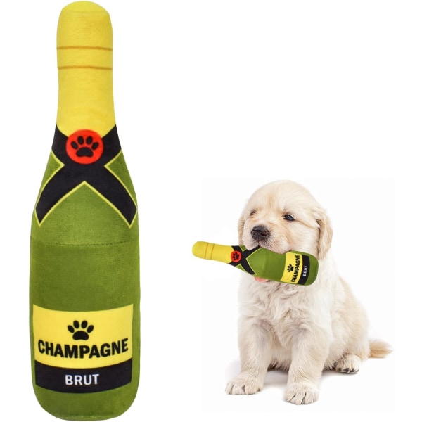 Squeaky Dog Toys, Plush Dog Toys, 22cm Plush Champagne Bottle, Toys for Puppies, Small, Medium, Large Dogs, Pets