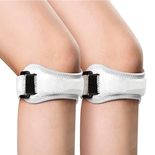 White 2-pack Patellar Tendon Knee Straps, Knee Pain Relief Support