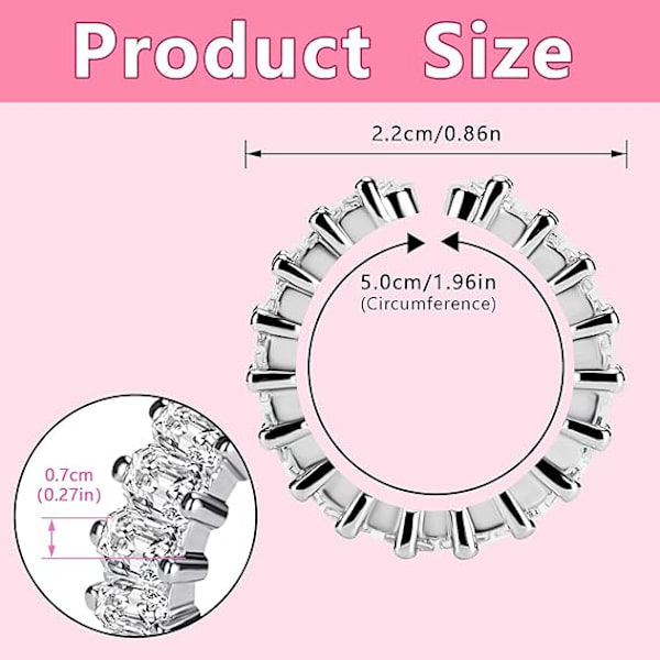 Kubisk Zirkonia Ring Justerbar Ring med Zirkonia Kristaller Öppna Chunky Fingerringar för Födelsedag Alla Hjärtans Dag Present 2 st