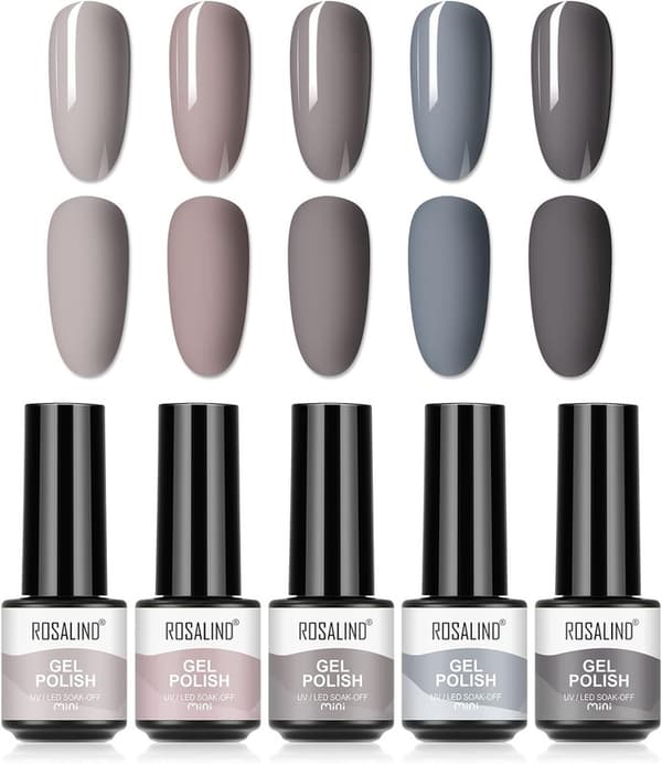 UV-nagellack 5 färger grå Scalac nagellack