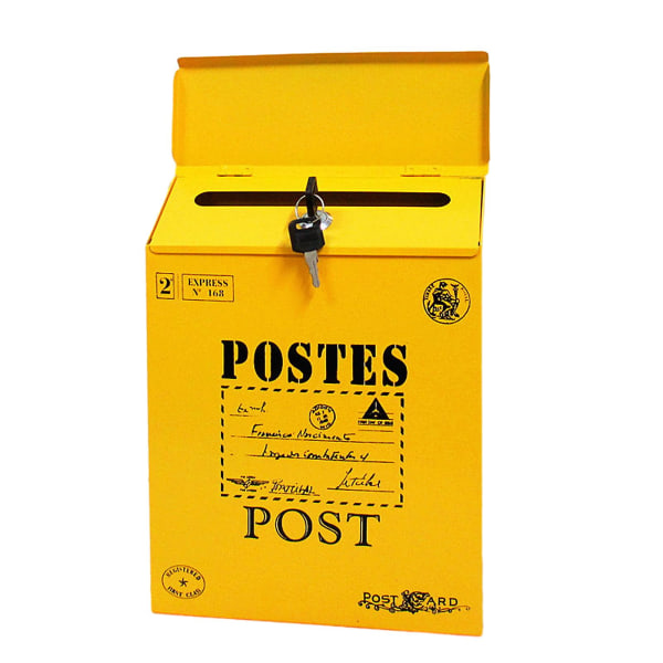 Brevlåda Förslagslåda Rustik stil väggmonterad med låsning Säker Vibrant Color Workplace Feedback Box Yellow A