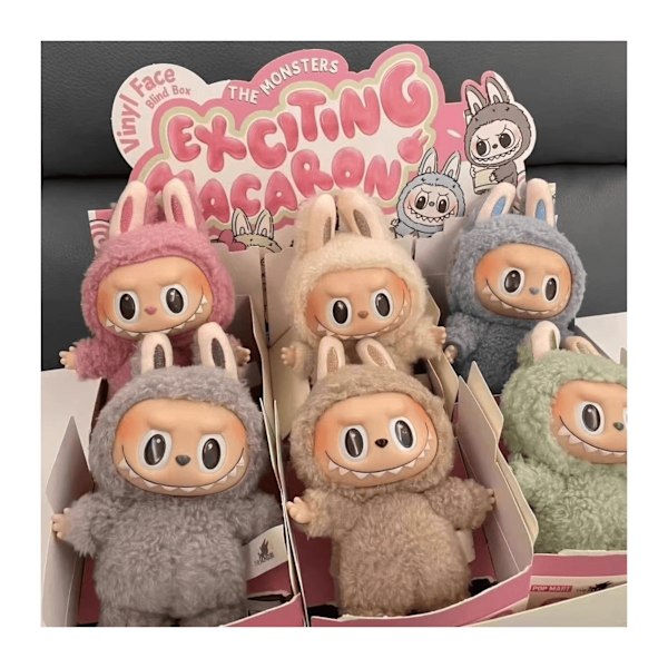 LABUBU Monster Plysch Nyckelring - Vinyl Ansikte - Väska Charm - Cartoon Nyckelring - Trendig Överraskning Samlarfigur (Slumpmässig Stil)