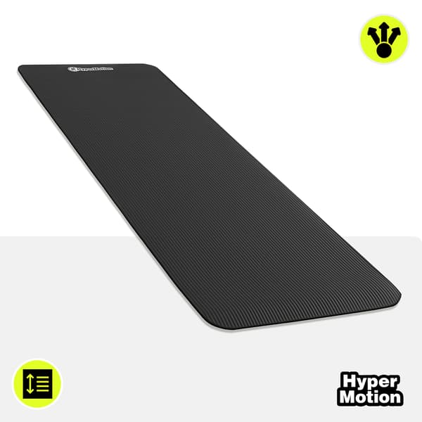 Yogamåtte NBR 8 mm 183x61 cm med rem – HyperMotion sort