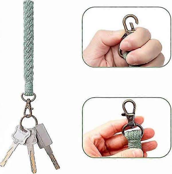 2-pack bruna nyckelringar macramé armband snöre dam snöre kort boho snöre