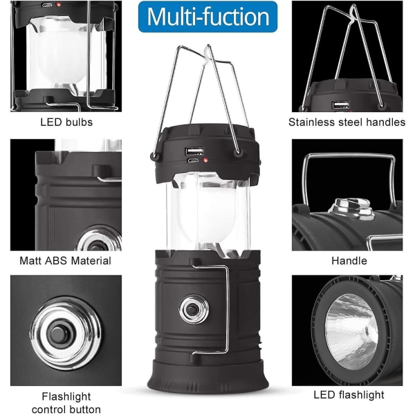 Solar Light, Usb Rechargeable Camping Light (2 Pack)