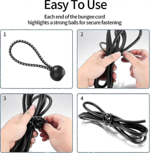 30 Elastisk tau med ball, vanntett elastisk ball av stoff, multifunksjonelle elastiske stropper for utendørs fotturer og campingtilbehør