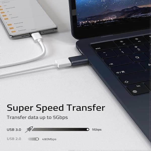 USB C till USB-adapter, 2-pack USB C hane till USB3 hona-adapter