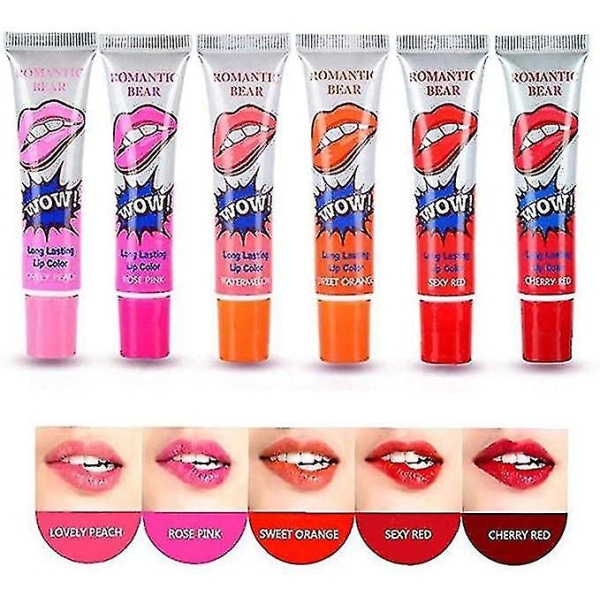 6 farger Tattoo Magic Color Lip Stain Tint Lip Gloss Sets
