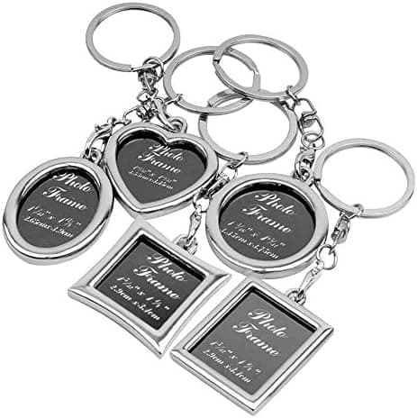 5 pcs personalized keychains, creative photo frame, ring, metal car