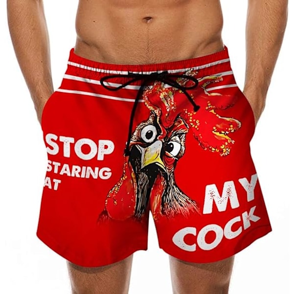 Morsomme badebukser Hurtigtørkende sommer strandklær Sportsløping Svømmebrett Shorts Casual Cock Print Shorts Pant