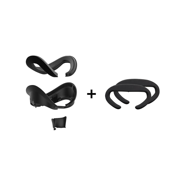Vr Lædermaske+2xsilkeansigtsbetræk til Pico 4 Vr Headset Lædermaske Udskiftning Vaskbar Sweat-pr Black