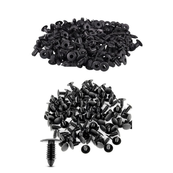 200 stk sorte plastnitter: 100 stk bilstøbning dørskærm 5 mm hul nitter fiksering & 100 stk bump