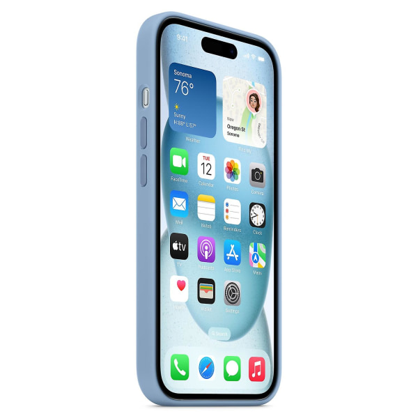 Til iPhone 15 Etui Kompatibel med MagSafe Anti-scratch Silikon Telefon Cover-Baby Blå Light blue Style H iPhone 15