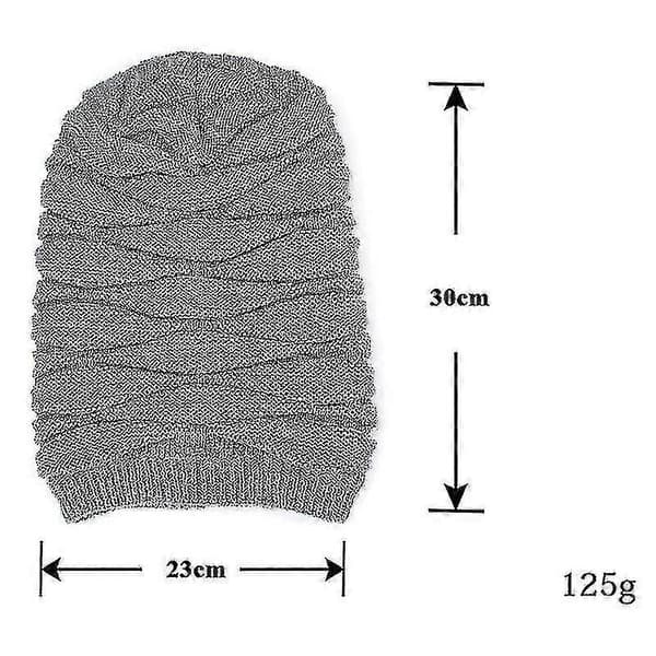 Unisex Oversized Slouch Lang Lue Vinter Varm Strikket Wrap Caps Khaki